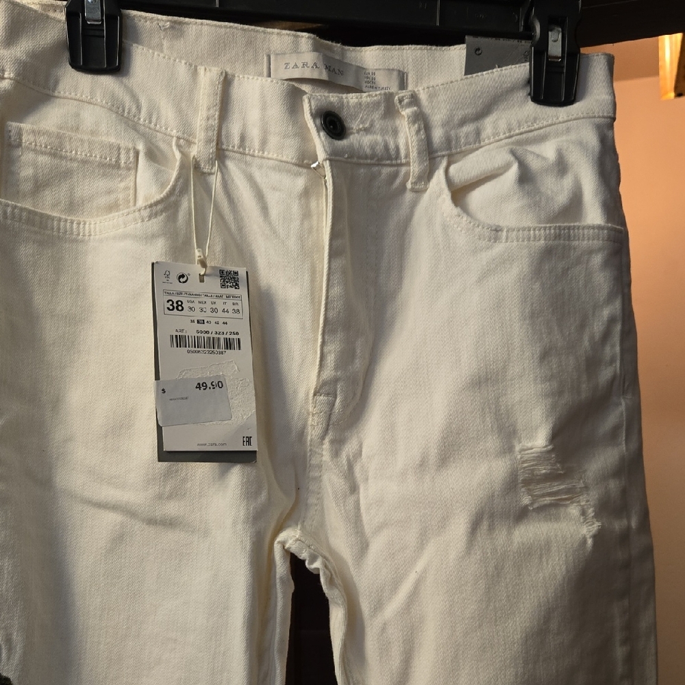 Zara Men's Cream Slim Jeans
